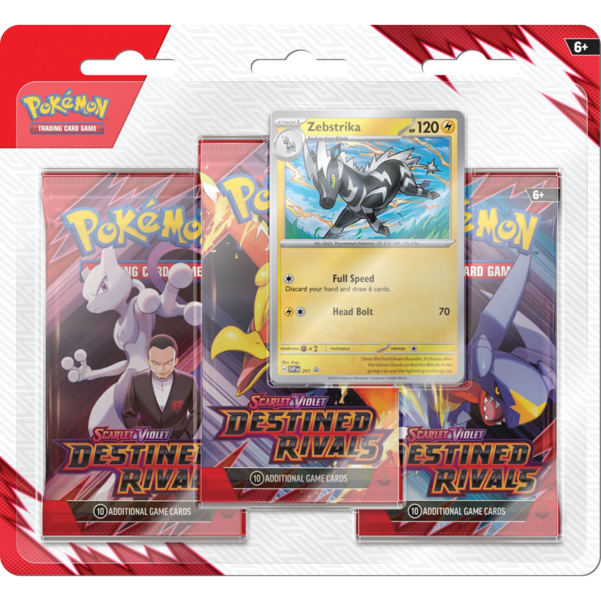 Pokémon TCG: Destined Rivals Zebstrika 3-Pack Blister