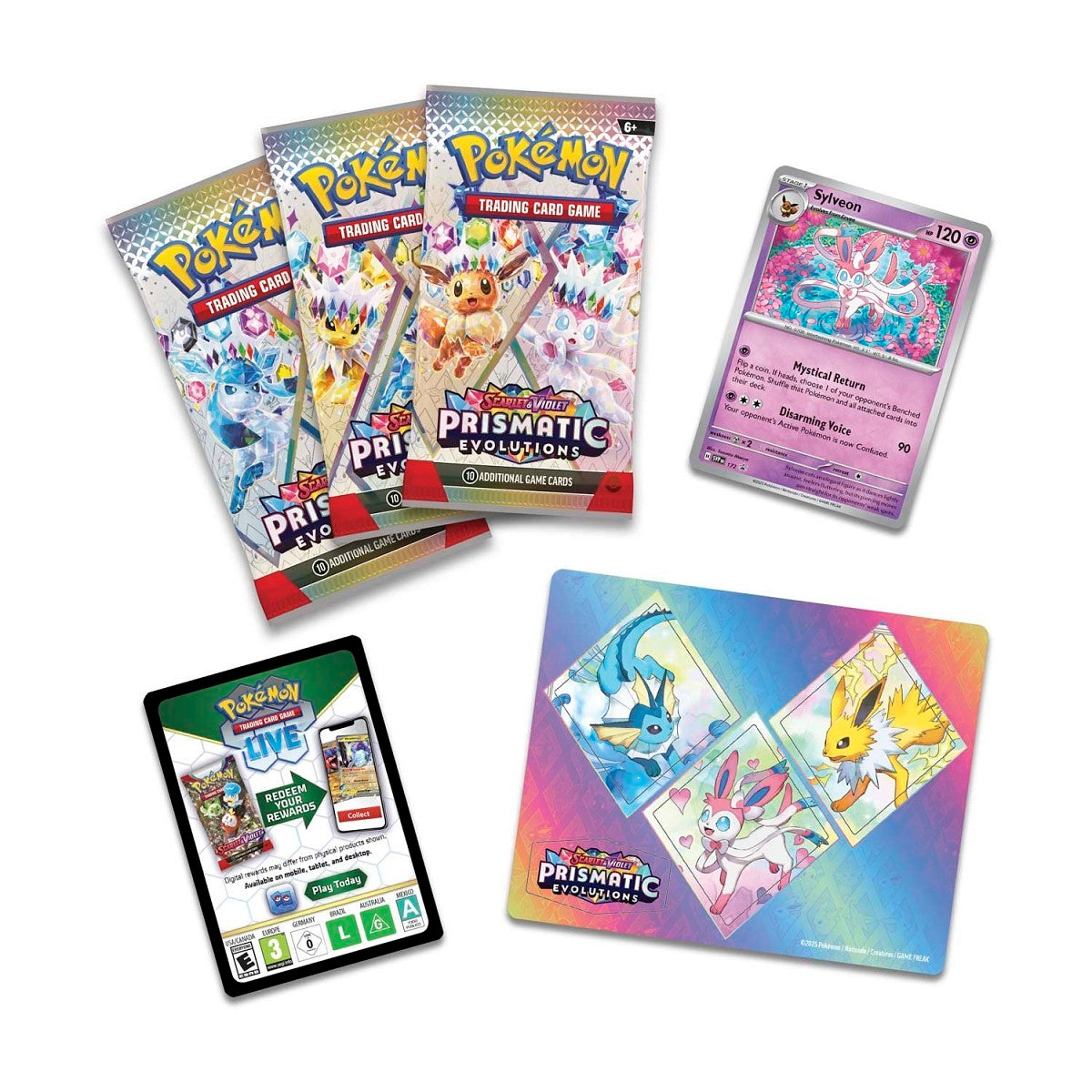 Pokémon TCG: Prismatic Evolutions Sylveon Tech Sticker Collection 3-Pack Blister