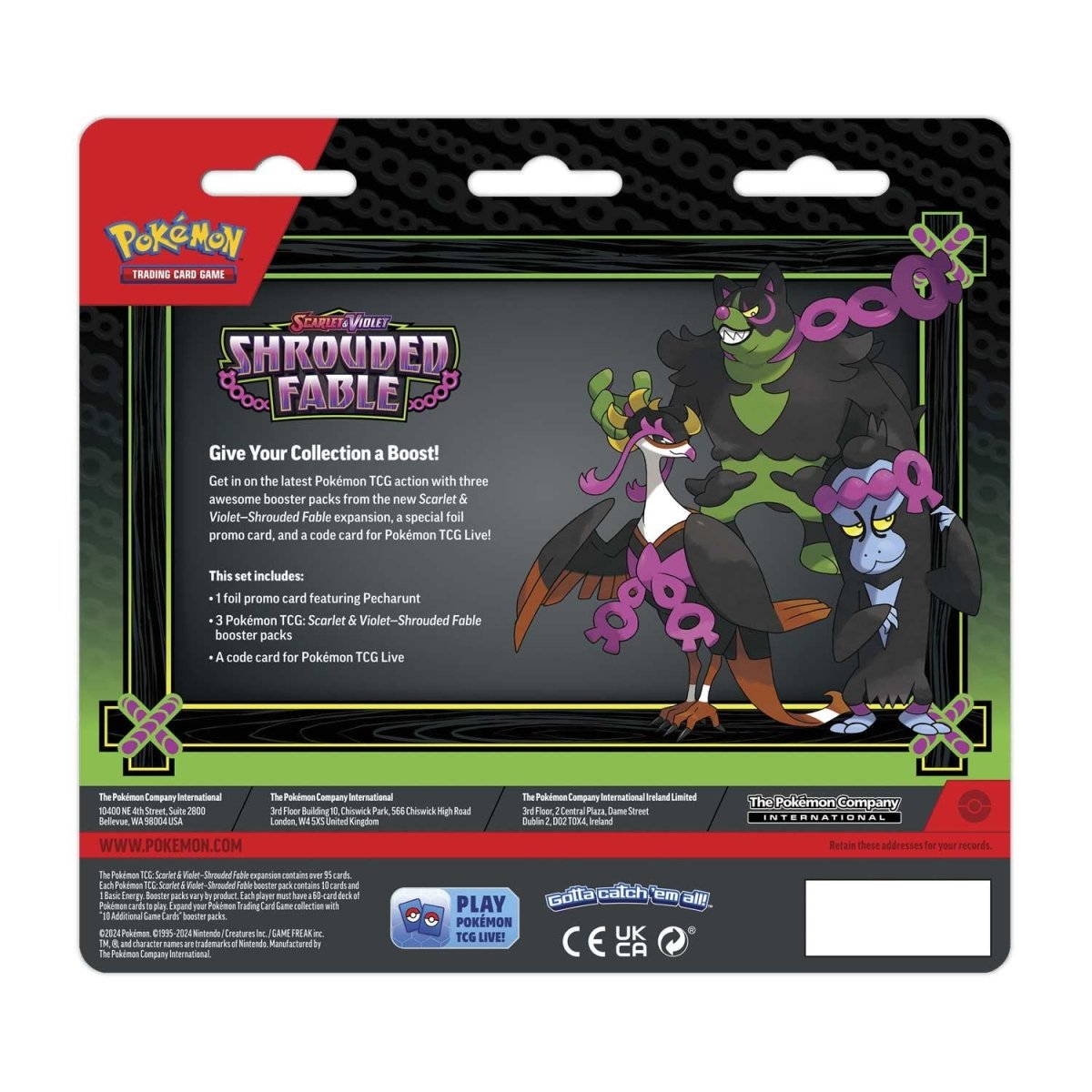 Pokémon TCG: Shrouded Fable Pecharunt 3-Pack Blister