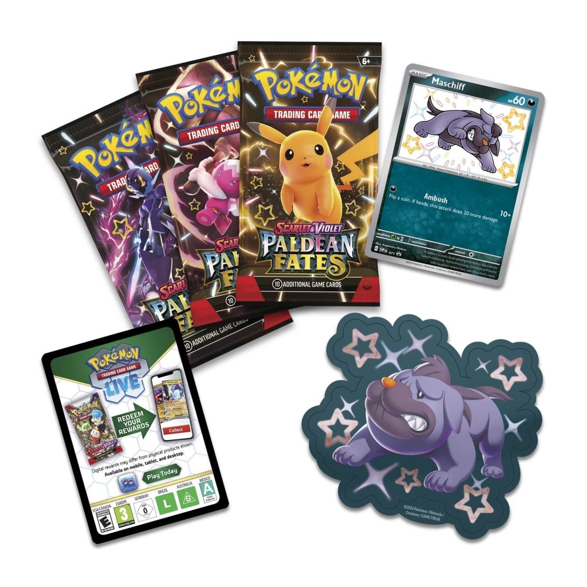 Pokémon TCG: Paldean Fates Maschiff Tech Sticker Collection