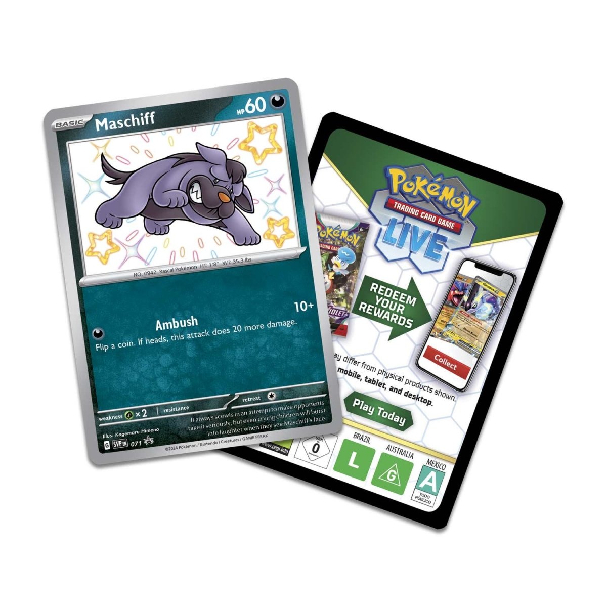 Pokémon TCG: Paldean Fates Maschiff Tech Sticker Collection