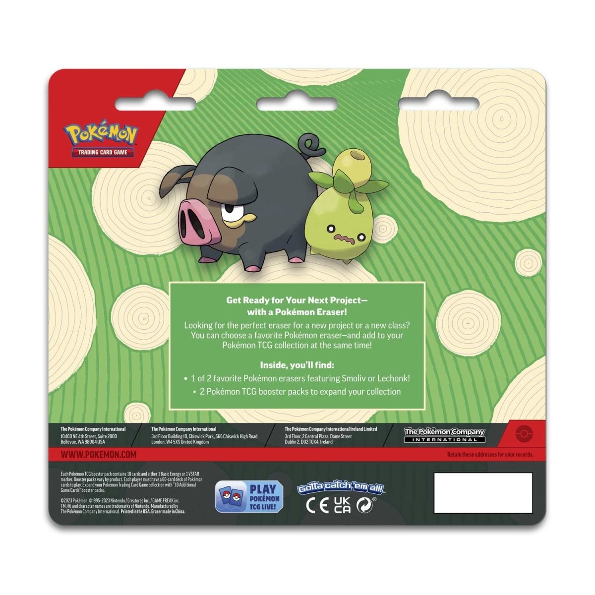 Pokémon TCG: 2023 Lechonk Eraser 2-Pack Bundle