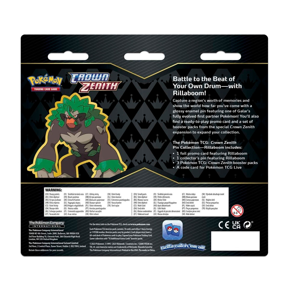 Pokémon TCG: Crown Zenith Pin Collection—Rillaboom