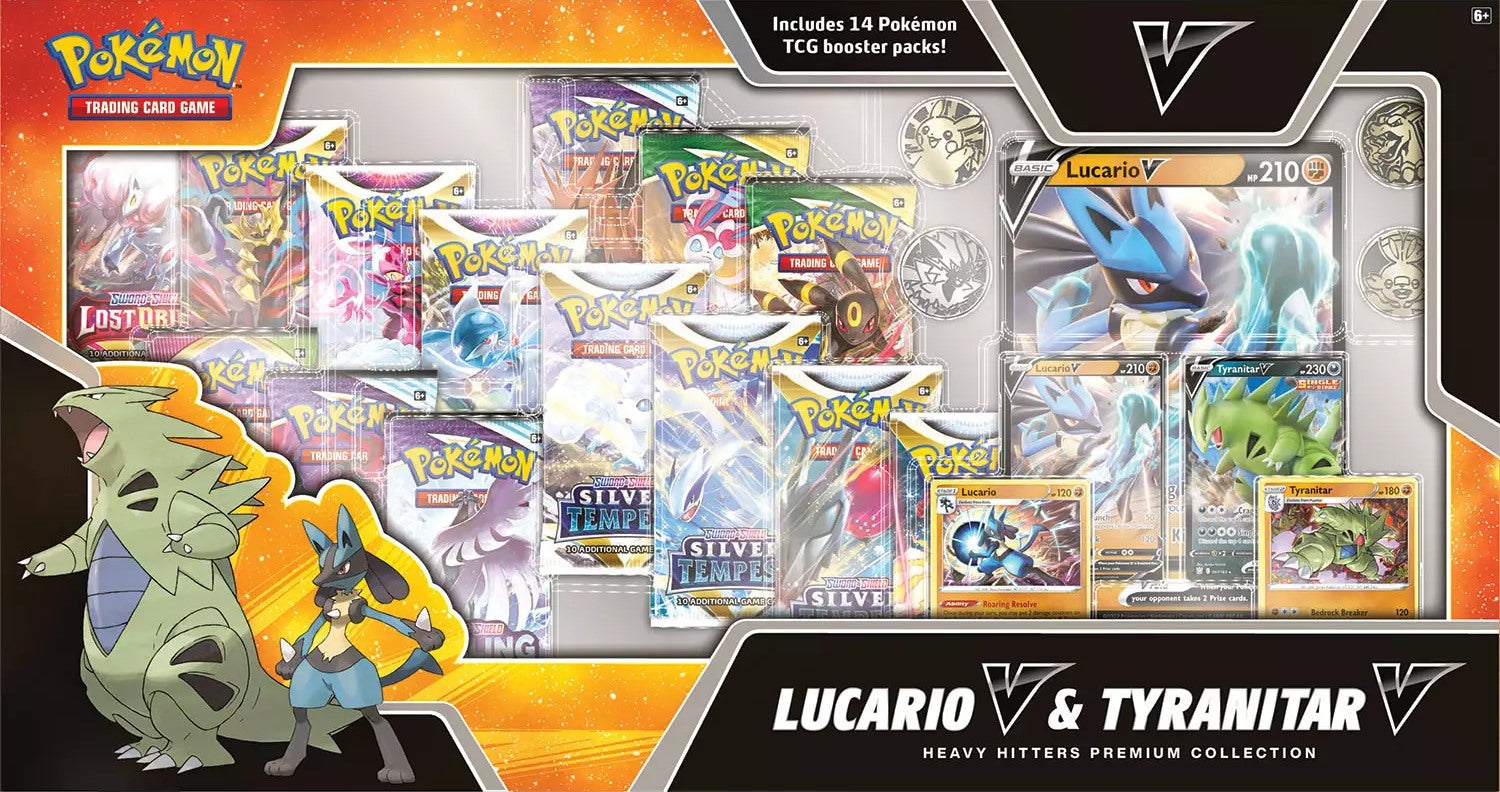 Pokémon TCG: Lucario V & Tyranitar V Heavy Hitters Premium Collection 2023