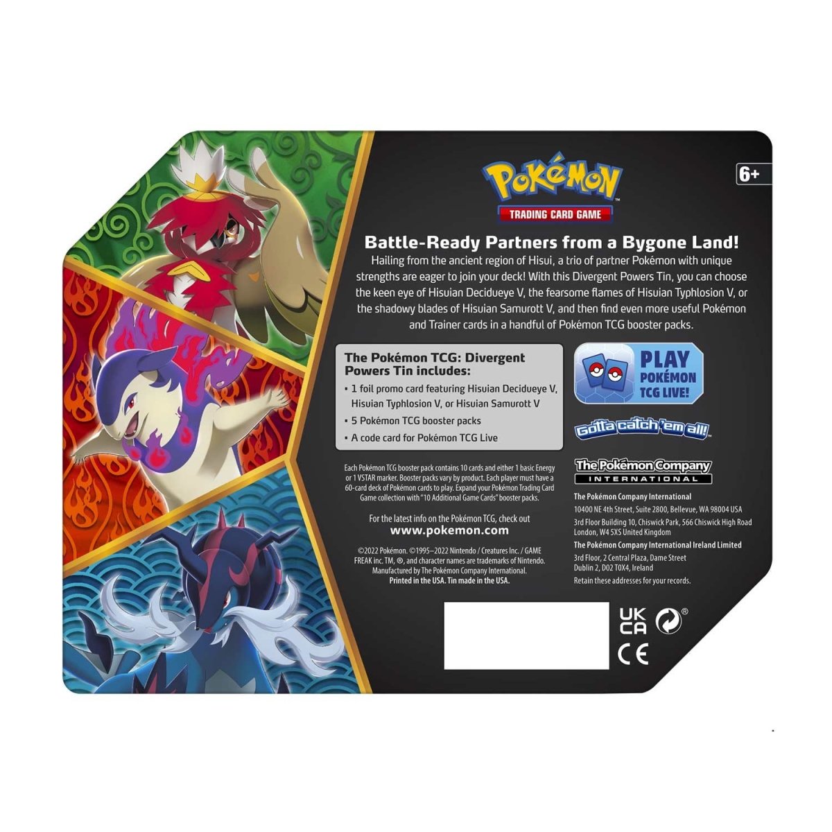 Pokémon TCG: Divergent Powers Hisuian Typhlosion V Tin