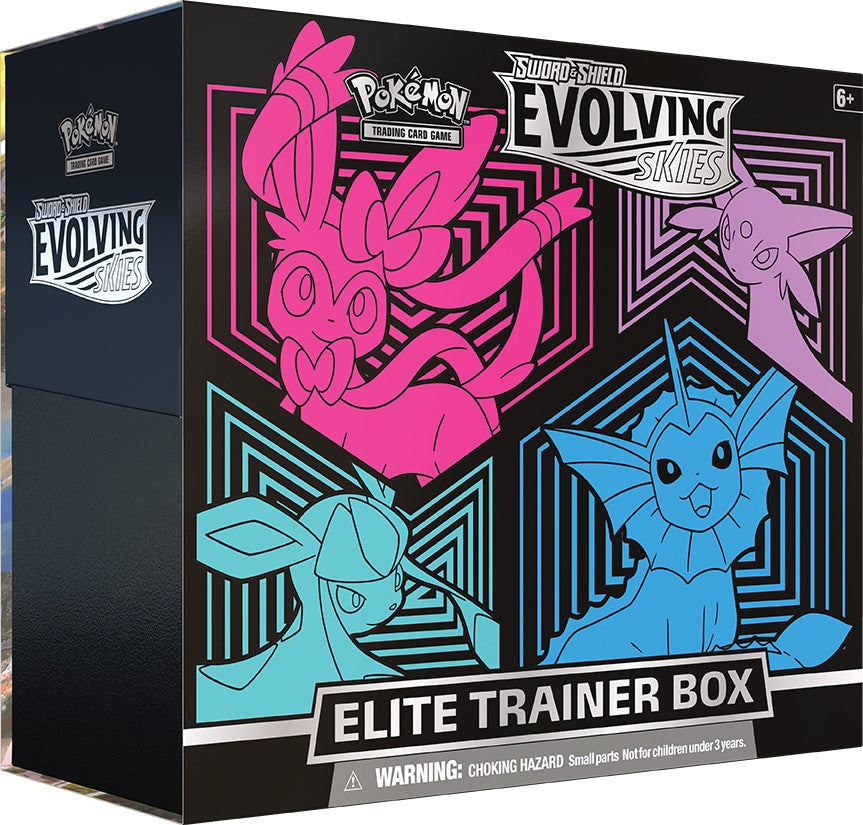 Pokémon TCG: Evolving Skies Elite Trainer Box - Vaporeon, Epseon, Glaceon & Sylveon
