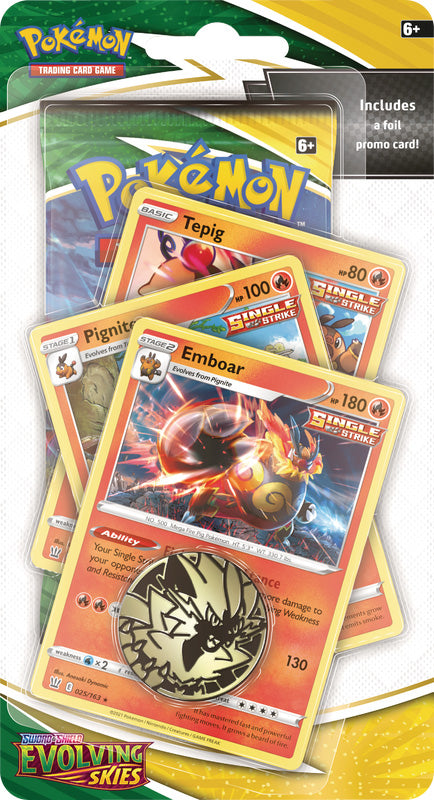 Pokémon TCG: Evolving Skies 1-Pack Blister Tepig, Pignite & Emboar