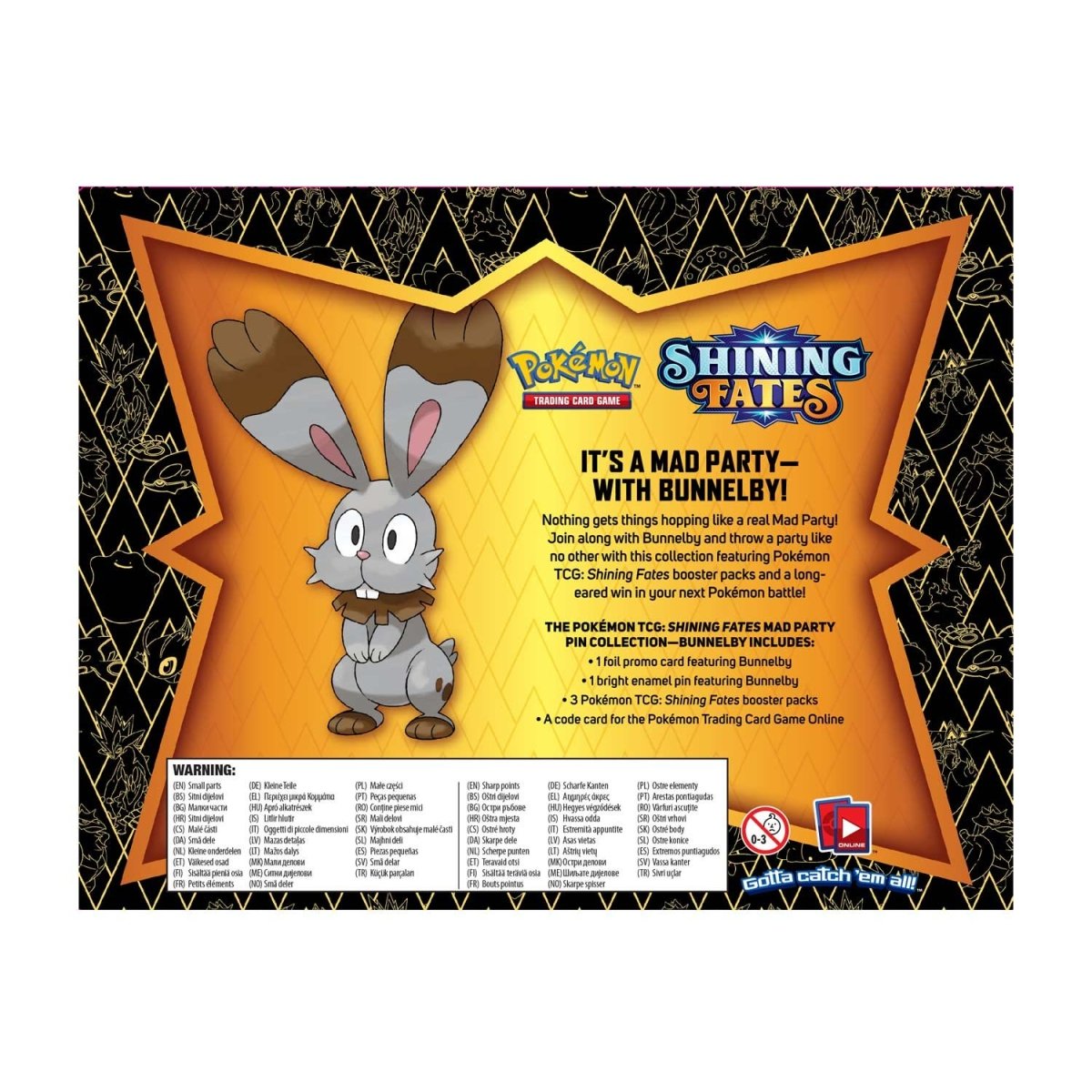 Pokémon TCG: Shining Fates Mad Party Pin Collection—Bunnelby