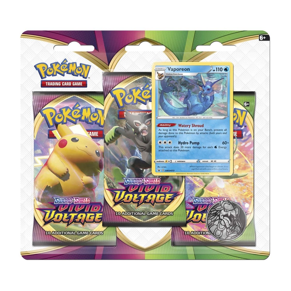 Pokémon TCG: Vivid Voltage Vaporeon 3-Pack Blister