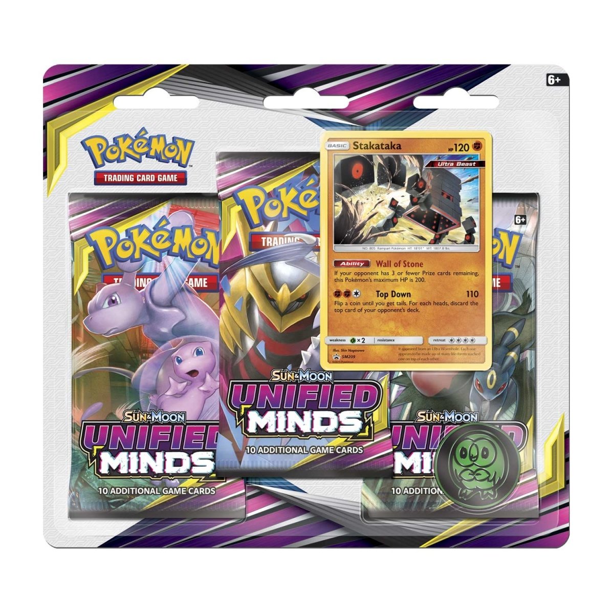 Pokémon TCG: Unified Minds Stakataka 3-Pack Blister