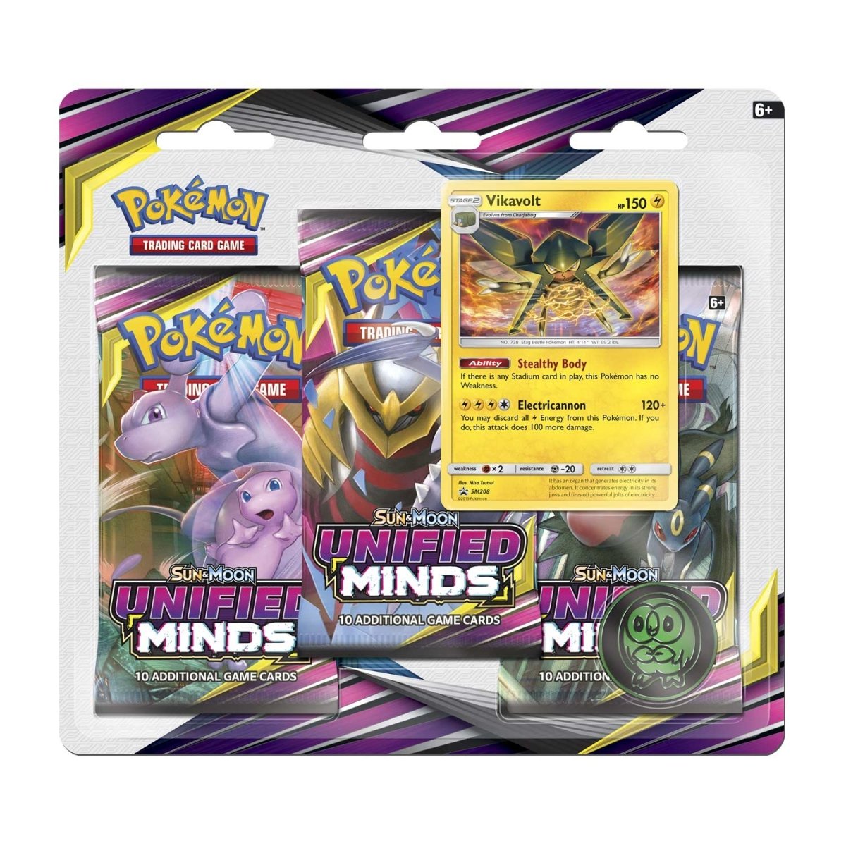 Pokémon TCG: Unified Minds Vikavolt 3-Pack Blister