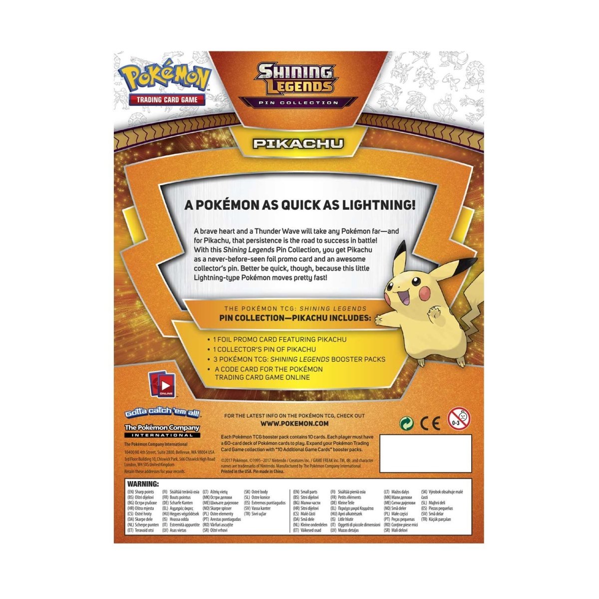 Pokémon TCG: Shining Legends Pin Collection—Pikachu