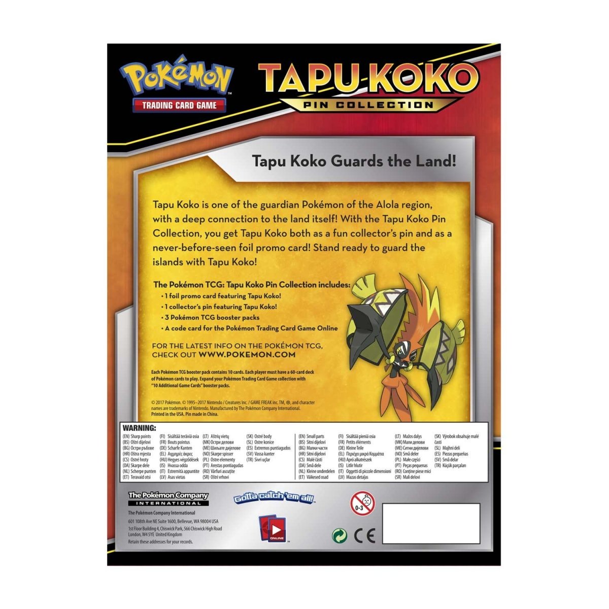Pokémon TCG: Tapu Koko Pin Collection