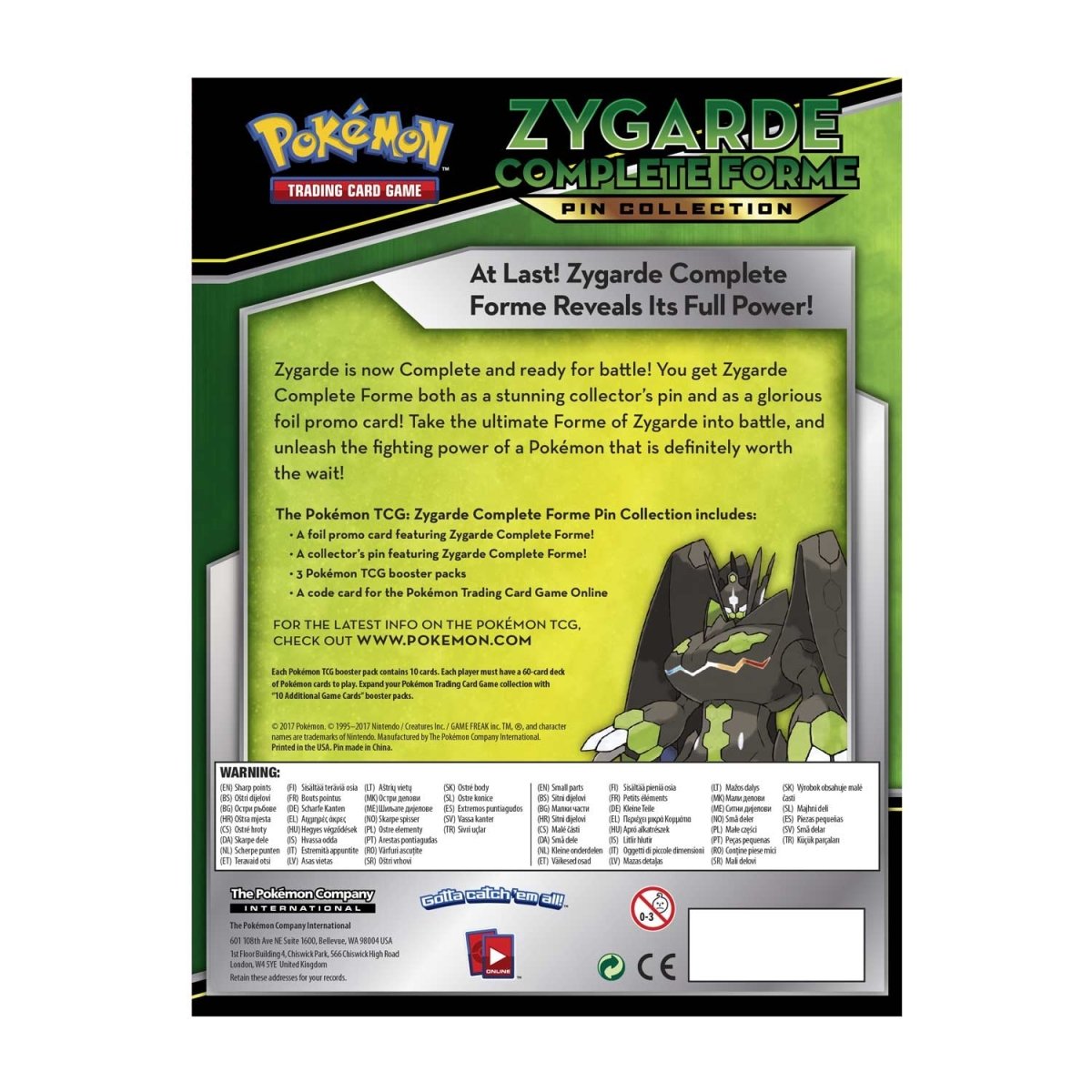 Pokémon TCG: Zygarde Complete Forme Pin Collection