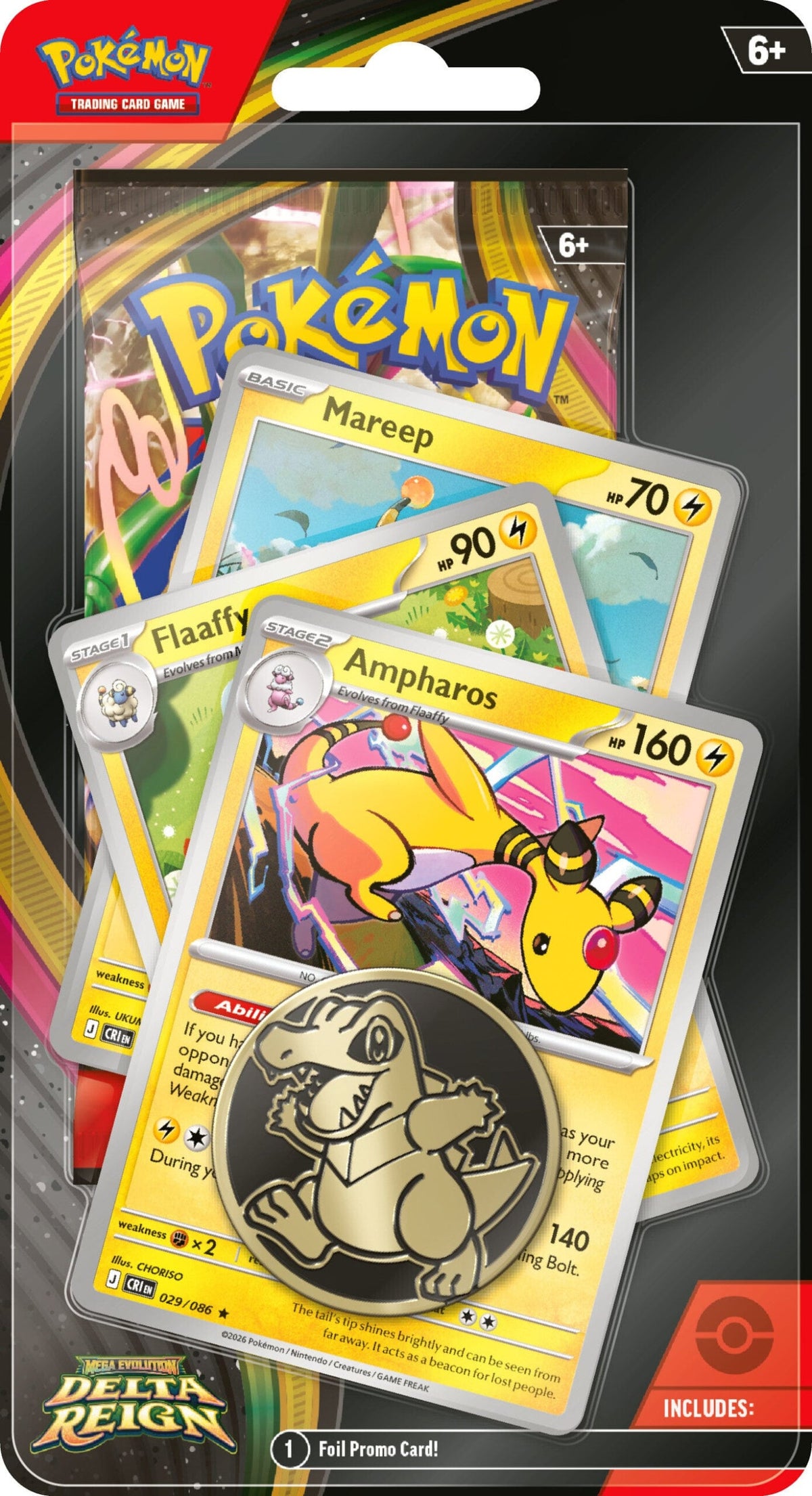 Pokémon TCG: Delta Reign 1-Pack Premium Checklane Blister (Mareep, Flaaffy & Ampharos)