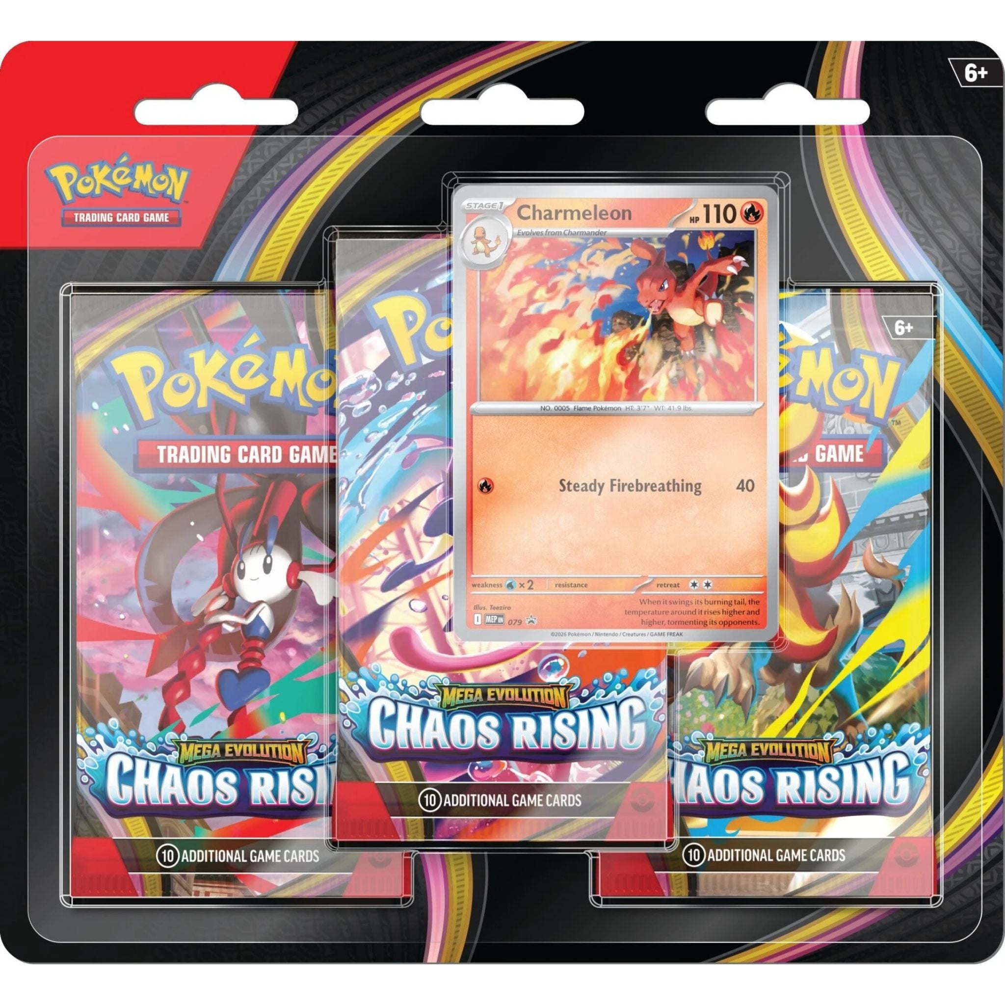 Pokémon TCG: Chaos Rising Charmelon 3-Pack Blister – Hydra Cards